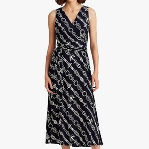 Lauren Ralph Lauren Dress Carlyna Sailor Anchor Navy Blue